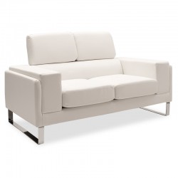 Καναπές Shea pakoworld 2θέσιος pu λευκό-inox 158x80x87εκ