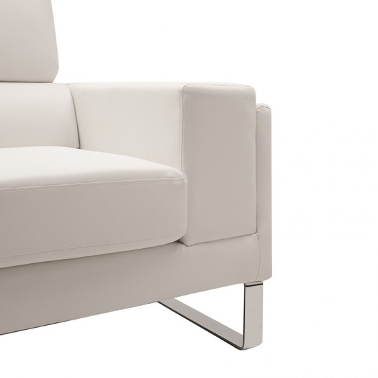 Καναπές Shea pakoworld 2θέσιος pu λευκό-inox 158x80x87εκ