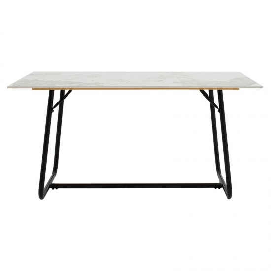 Τραπέζι Revello pakoworld sintered stone λευκό μαρμάρου-μαύρο 150x90x75εκ