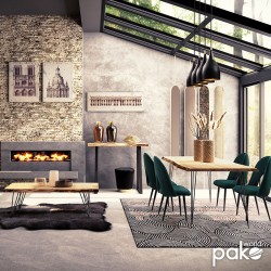 Τραπέζι μπαρ-κονσόλα Miles pakoworld μασίφ ξύλο 4εκ φυσικό-πόδι μαύρο 120x53x97εκ