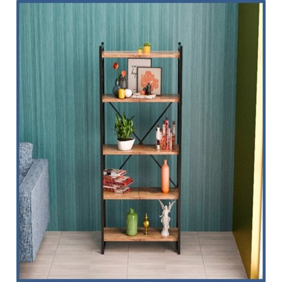 Βιβλιοθήκη Baker pakoworld καρυδί-μαύρο 66x34x180εκ Βιβλιοθήκη Baker pakoworld καρυδί-μαύρο 66x34x180εκ