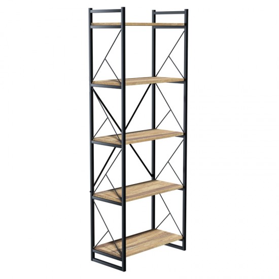Βιβλιοθήκη Baker pakoworld καρυδί-μαύρο 66x34x180εκ Βιβλιοθήκη Baker pakoworld καρυδί-μαύρο 66x34x180εκ
