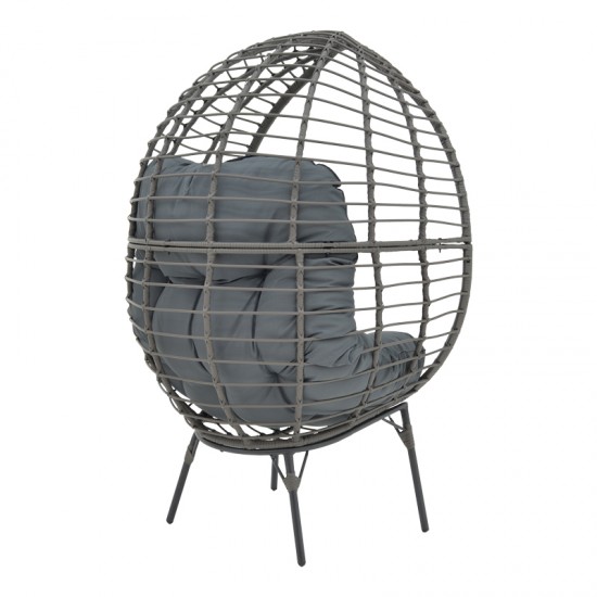 Πολυθρόνα Nestie pakoworld wicker rattan γκρι-μεταλλικό γκρι πόδι-γκρι μαξιλάρι 102x80x155εκ Πολυθρόνα Nestie pakoworld wicker rattan γκρι-μεταλλικό γκρι πόδι-γκρι μαξιλάρι 102x80x155εκ