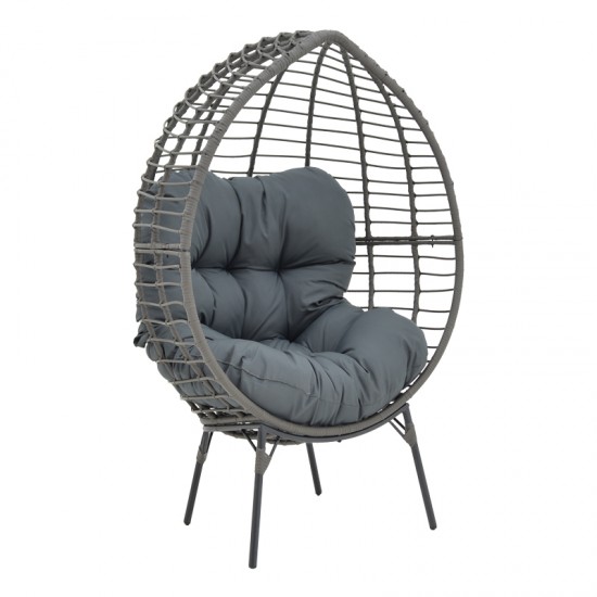 Πολυθρόνα Nestie pakoworld wicker rattan γκρι-μεταλλικό γκρι πόδι-γκρι μαξιλάρι 102x80x155εκ Πολυθρόνα Nestie pakoworld wicker rattan γκρι-μεταλλικό γκρι πόδι-γκρι μαξιλάρι 102x80x155εκ