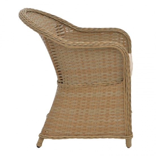 Πολυθρόνα κήπου Hadrian pakoworld rattan καφέ- textilene μπεζ 57x70x85εκ Πολυθρόνα κήπου Hadrian pakoworld rattan καφέ- textilene μπεζ 57x70x85εκ