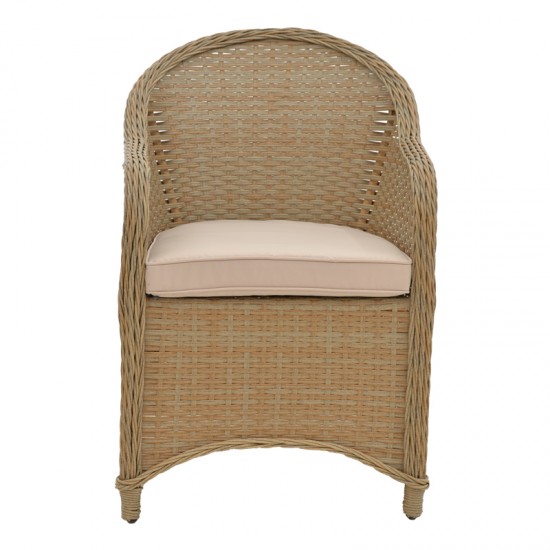 Πολυθρόνα κήπου Hadrian pakoworld rattan καφέ- textilene μπεζ 57x70x85εκ Πολυθρόνα κήπου Hadrian pakoworld rattan καφέ- textilene μπεζ 57x70x85εκ