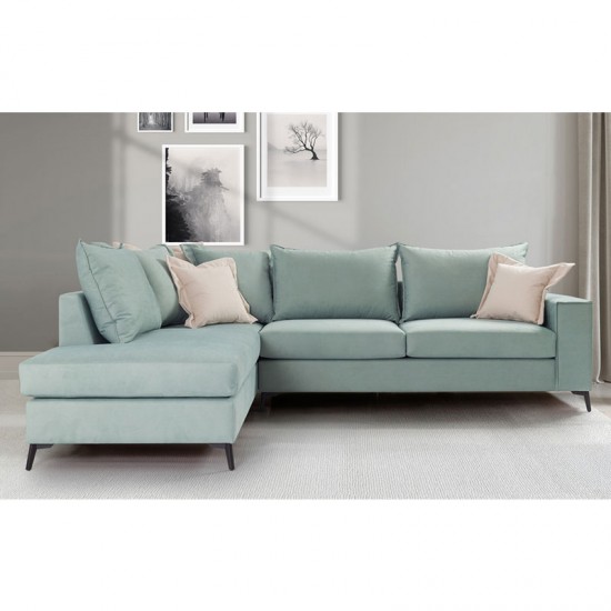 Γωνιακός καναπές δεξιά γωνία Romantic pakoworld ύφασμα Ciel-Cream 290x235x95εκ Γωνιακός καναπές δεξιά γωνία Romantic pakoworld ύφασμα Ciel-Cream 290x235x95εκ