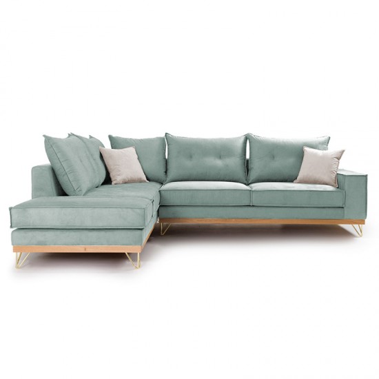 Γωνιακός καναπές δεξιά γωνία Luxury II pakoworld ύφασμα ciel-cream 290x235x95εκ Γωνιακός καναπές δεξιά γωνία Luxury II pakoworld ύφασμα ciel-cream 290x235x95εκ