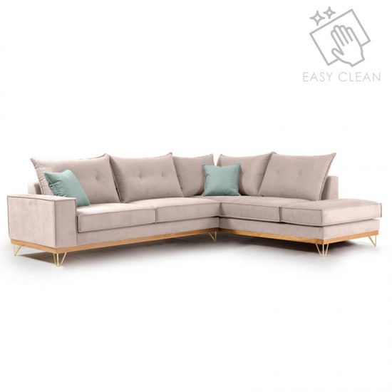 Γωνιακός καναπές αριστερή γωνία Luxury II pakoworld ύφασμα elephant-ciel 290x235x95εκ Γωνιακός καναπές αριστερή γωνία Luxury II pakoworld ύφασμα elephant-ciel 290x235x95εκ