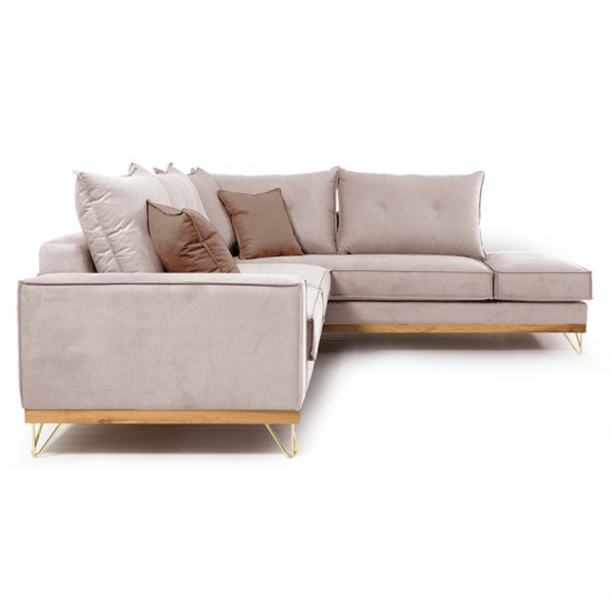 Γωνιακός καναπές αριστερή γωνία Luxury II pakoworld ύφασμα cream-mocha 290x235x95εκ Γωνιακός καναπές αριστερή γωνία Luxury II pakoworld ύφασμα cream-mocha 290x235x95εκ