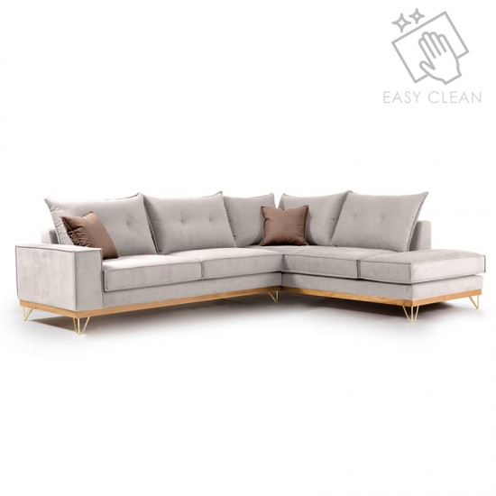 Γωνιακός καναπές αριστερή γωνία Luxury II pakoworld ύφασμα cream-mocha 290x235x95εκ Γωνιακός καναπές αριστερή γωνία Luxury II pakoworld ύφασμα cream-mocha 290x235x95εκ