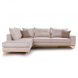 Γωνιακός καναπές δεξιά γωνία Luxury II pakoworld ύφασμα cream-mocha 290x235x95εκ