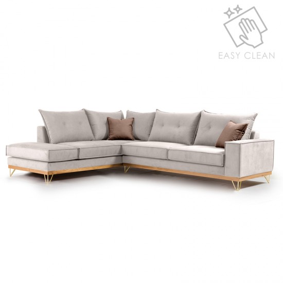 Γωνιακός καναπές δεξιά γωνία Luxury II pakoworld ύφασμα cream-mocha 290x235x95εκ Γωνιακός καναπές δεξιά γωνία Luxury II pakoworld ύφασμα cream-mocha 290x235x95εκ