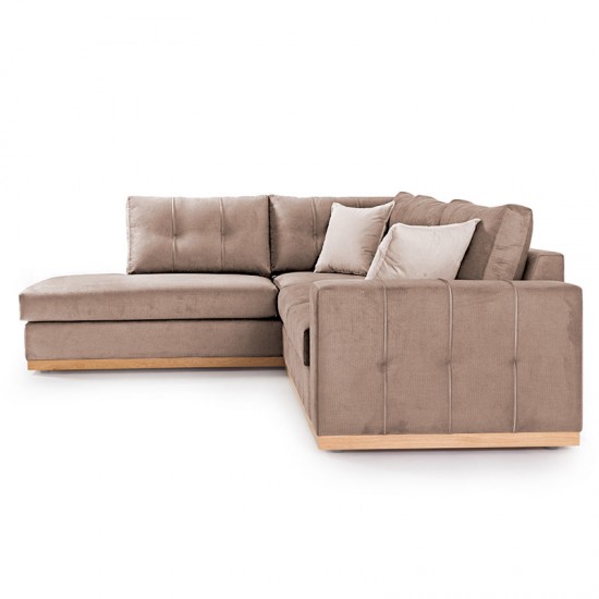 Γωνιακός καναπές δεξιά γωνία Boston pakoworld ύφασμα mocha-cream 280x225x90εκ Γωνιακός καναπές δεξιά γωνία Boston pakoworld ύφασμα mocha-cream 280x225x90εκ