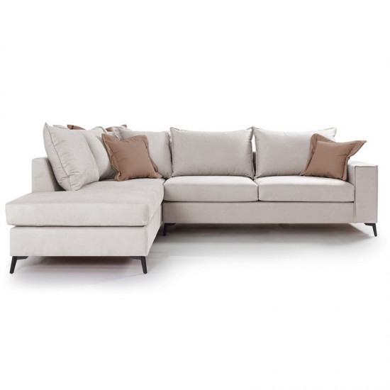 Γωνιακός καναπές δεξιά γωνία Romantic pakoworld ύφασμα cream-mocha 290x235x95εκ Γωνιακός καναπές δεξιά γωνία Romantic pakoworld ύφασμα cream-mocha 290x235x95εκ