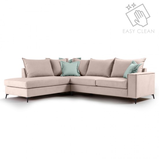 Γωνιακός καναπές δεξιά γωνία Romantic pakoworld ύφασμα elephant-ciel 290x235x95εκ Γωνιακός καναπές δεξιά γωνία Romantic pakoworld ύφασμα elephant-ciel 290x235x95εκ