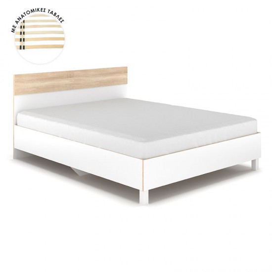 Κρεβάτι διπλό Awell pakoworld sonoma-λευκό 160x200εκ Κρεβάτι διπλό Awell pakoworld sonoma-λευκό 160x200εκ
