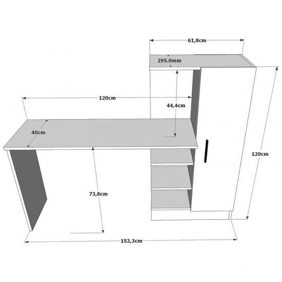 Γραφείο-ραφιέρα Kary pakoworld μαύρο-oak 152,5x40x120εκ Γραφείο-ραφιέρα Kary pakoworld μαύρο-oak 152,5x40x120εκ