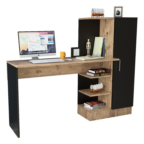 Γραφείο-ραφιέρα Kary pakoworld μαύρο-oak 152,5x40x120εκ Γραφείο-ραφιέρα Kary pakoworld μαύρο-oak 152,5x40x120εκ