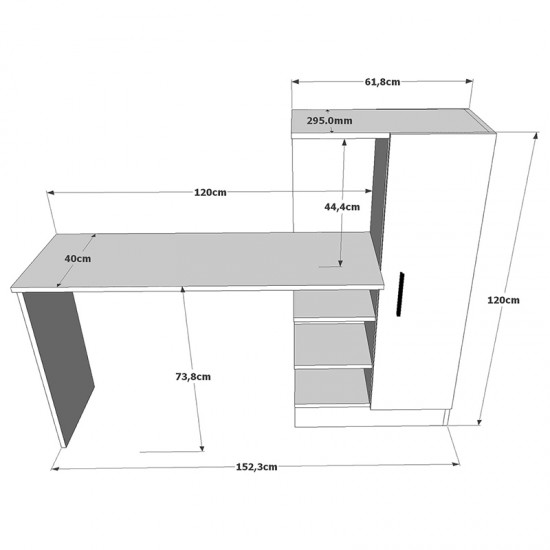 Γραφείο-ραφιέρα Kary pakoworld λευκό-oak 152,5x40x120εκ Γραφείο-ραφιέρα Kary pakoworld λευκό-oak 152,5x40x120εκ