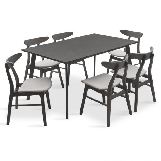 Tραπεζαρία Benson - Orlean pakoworld σετ 7τμχ rustic grey - ύφασμα γκρι 150x90x75εκ Tραπεζαρία Benson - Orlean pakoworld σετ 7τμχ rustic grey - ύφασμα γκρι 150x90x75εκ