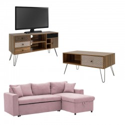 Φοιτητικό πακέτο επίπλων σαλονιού Boho 2 pakoworld σετ 3 τμχ