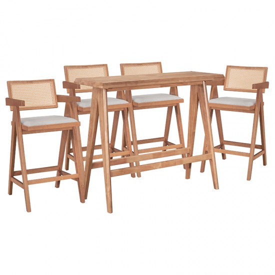 Τραπεζαρία μπαρ Winslow I pakoworld σετ 5τεμ ξύλο rubberwood ανοιχτό καρυδί 120x45x100εκ Τραπεζαρία μπαρ Winslow I pakoworld σετ 5τεμ ξύλο rubberwood ανοιχτό καρυδί 120x45x100εκ