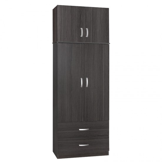 Ντουλάπα δίφυλλη και πατάρι Zelia pakoworld wenge 79x42x240εκ.