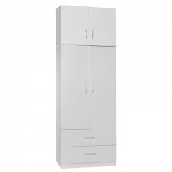 Ντουλάπα δίφυλλη και πατάρι Zelia pakoworld λευκό 79x42x240εκ.