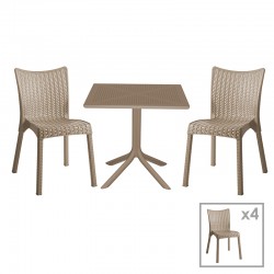 Τραπεζαρία Groovy-Confident pakoworld σετ 5τεμ PP cappuccino 80x80x74,5εκ.